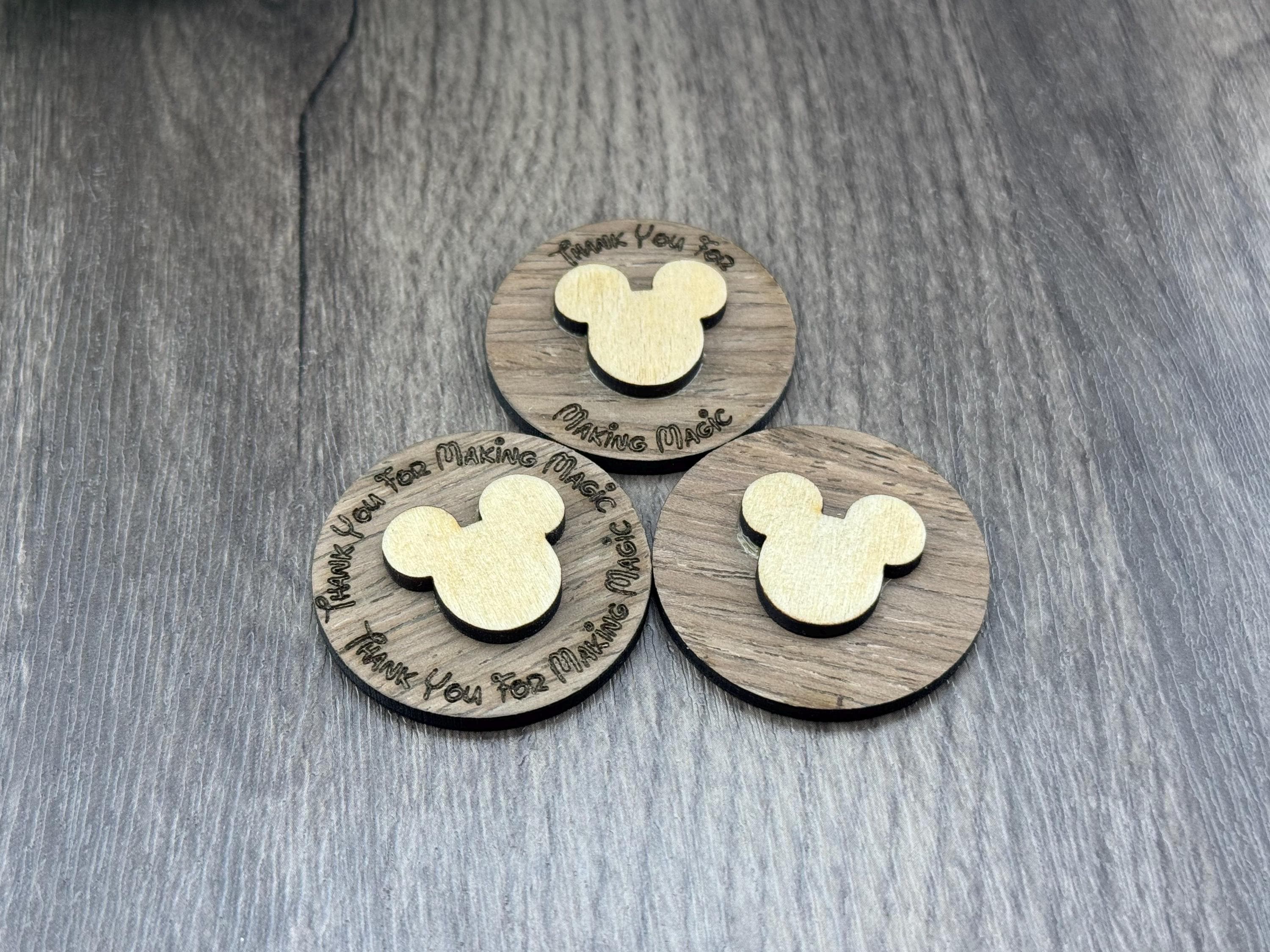 Layered Wood Appreciation Token – Mouse Silhouette, Laser Engraved Message