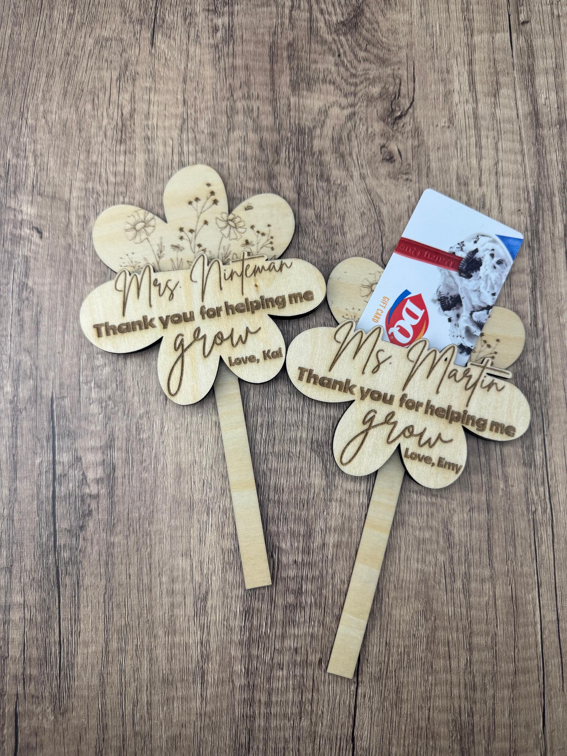 Personalized Wooden Flower Gift Card Holder - Teacher Appreciation Gift