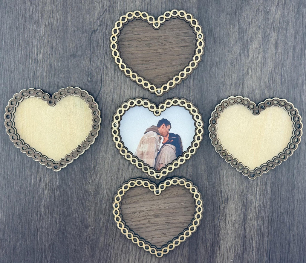 Forever Knot Heart Magnetic Picture Frame – Wood Photo Frame – Rustic Romantic Gift