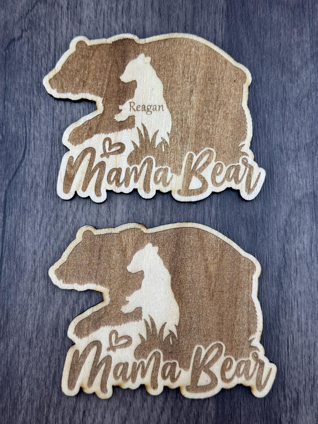 Mama Bear Personalized Wood Magnet – Custom Kids Names – Rustic Family Gift