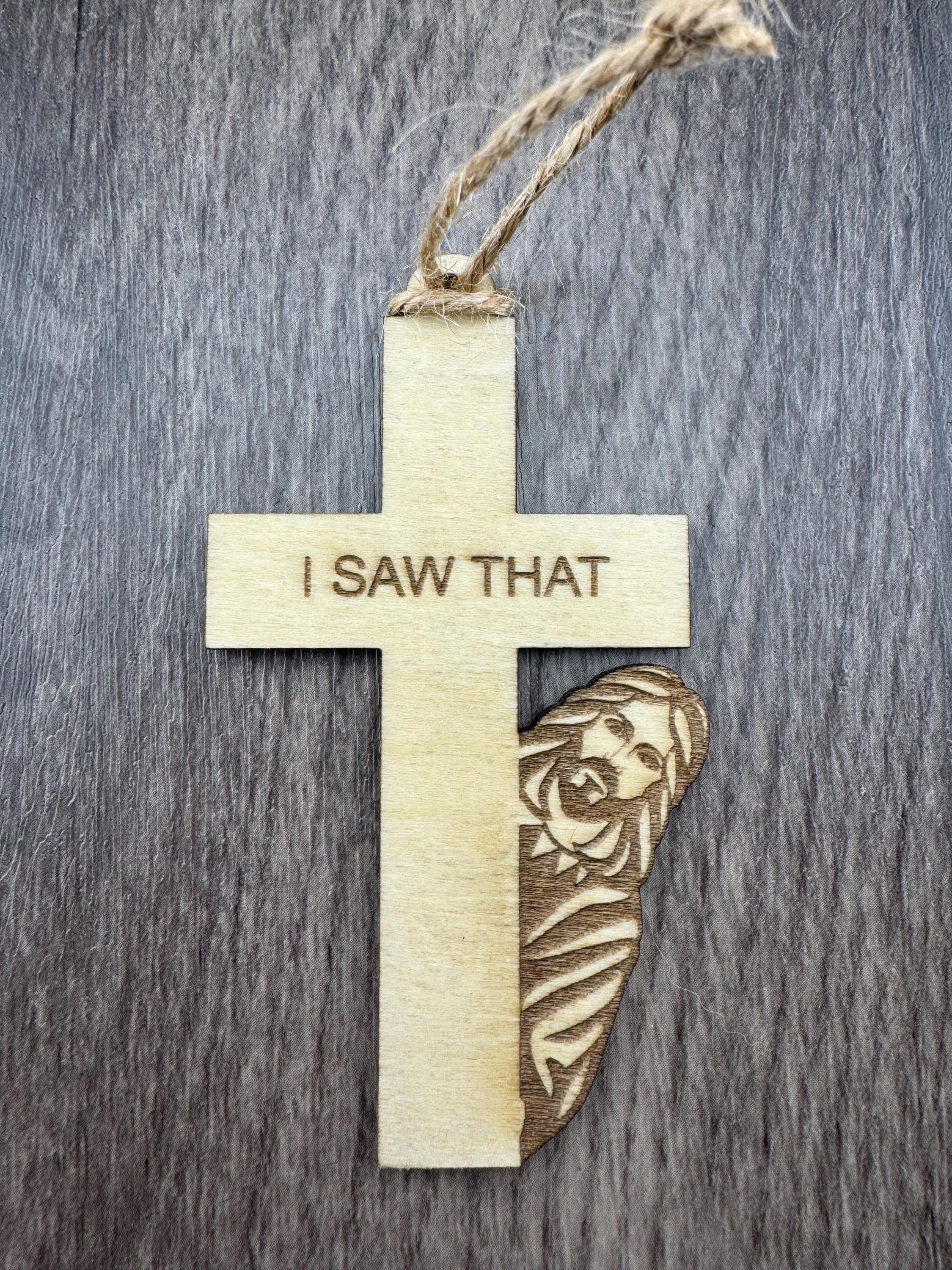 Wooden Jesus Cross Ornament – Faith Messages, Christian Décor (Laser Cut)