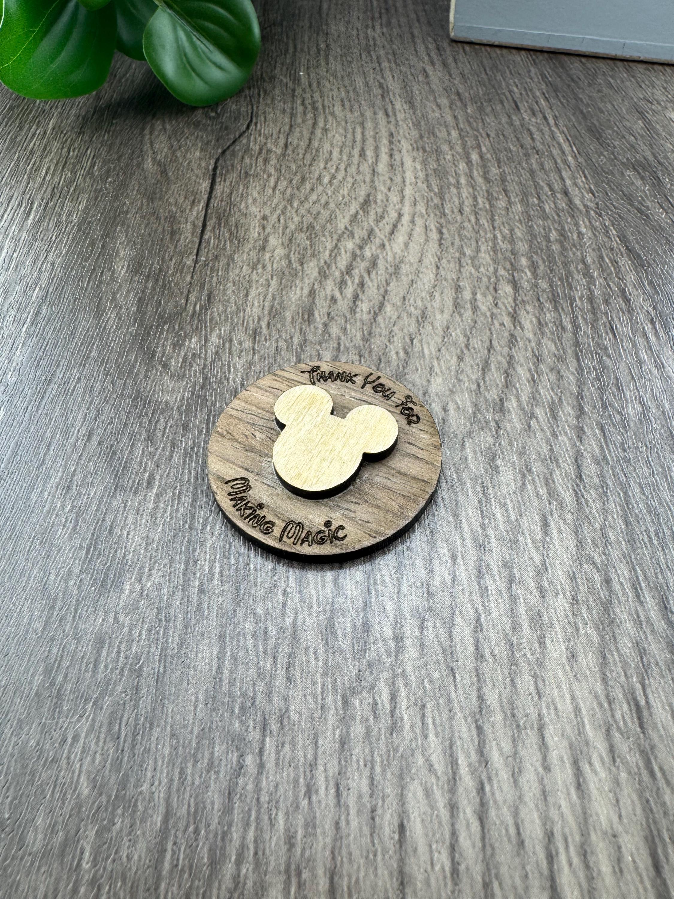 Layered Wood Appreciation Token – Mouse Silhouette, Laser Engraved Message