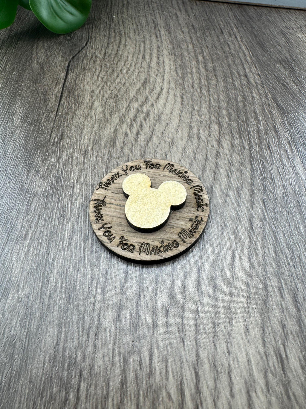 Layered Wood Appreciation Token – Mouse Silhouette, Laser Engraved Message