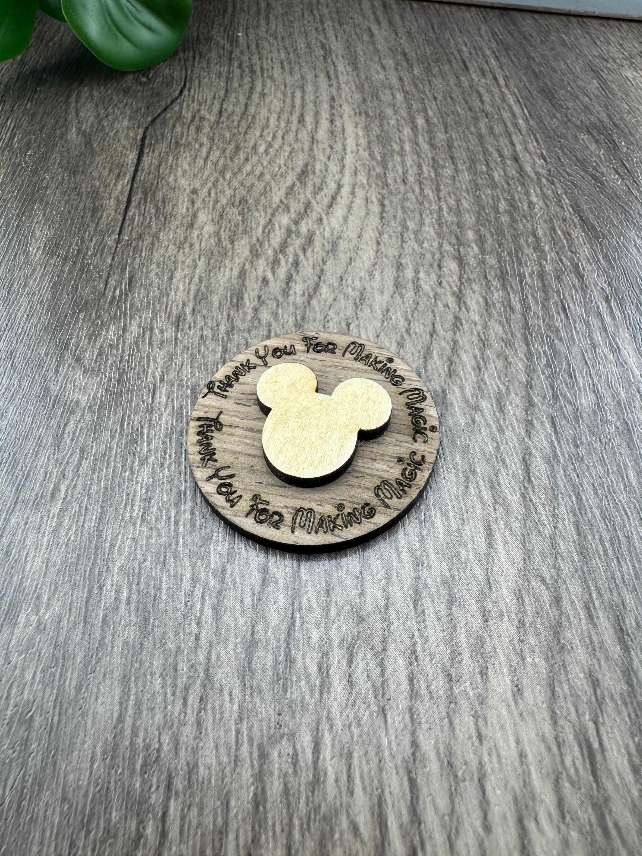 Layered Wood Appreciation Token – Mouse Silhouette, Laser Engraved Message