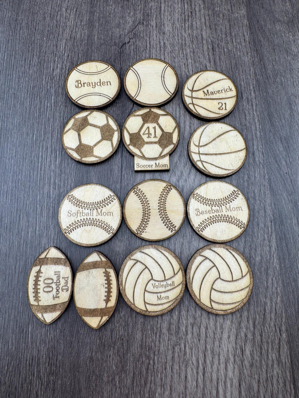 Wooden Sports Magnets – Personalized or Blank (1.5”)