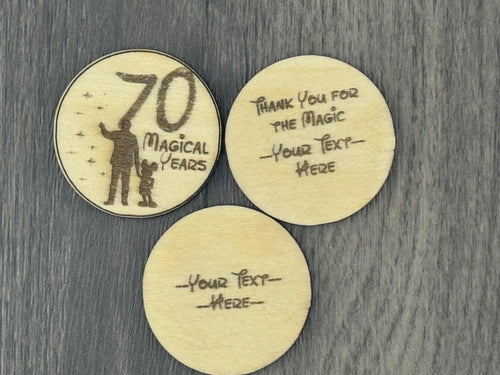 Disneyland 70th Anniversary Cast Member Tokens – Laser Engraved Wood Appreciation Coins