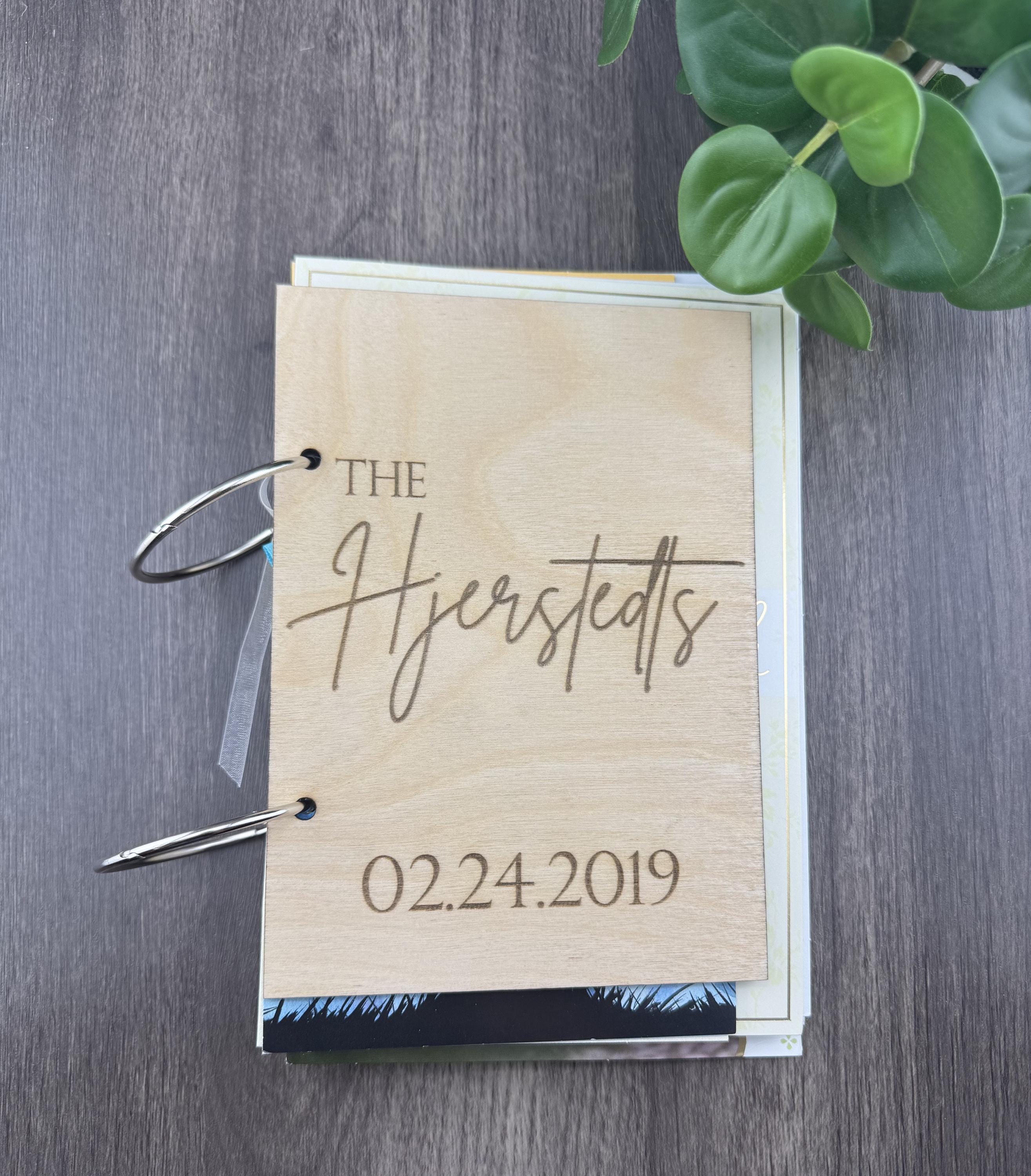 Personalized Wooden Wedding Card Holder Book, 5x7 Keepsake Organizer