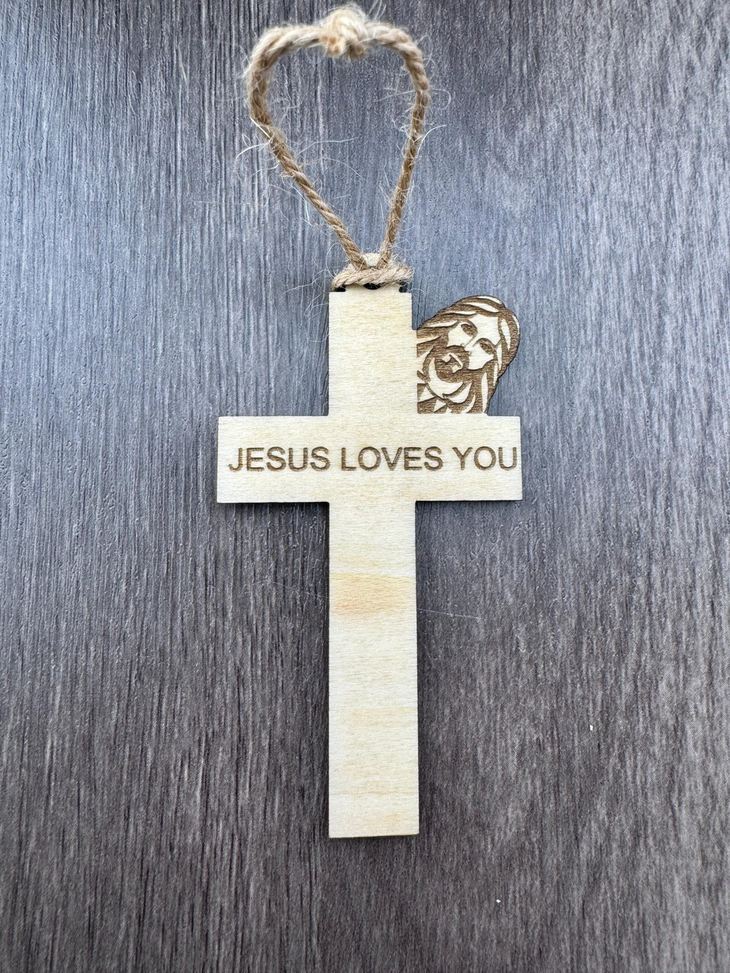 Wooden Jesus Cross Ornament – Faith Messages, Christian Décor (Laser Cut)