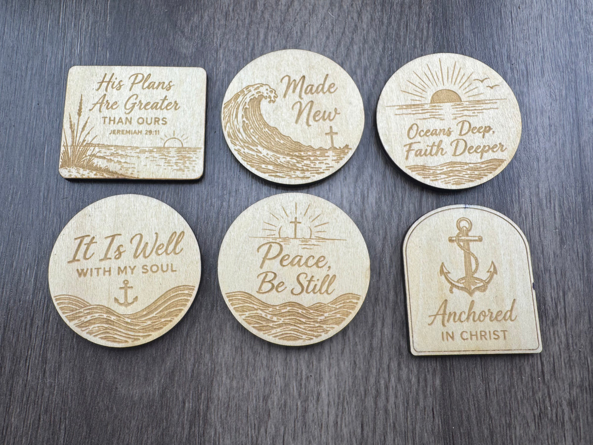 Ebb & Flow Christian Wooden Magnets | Faith-Inspired Coastal Magnets