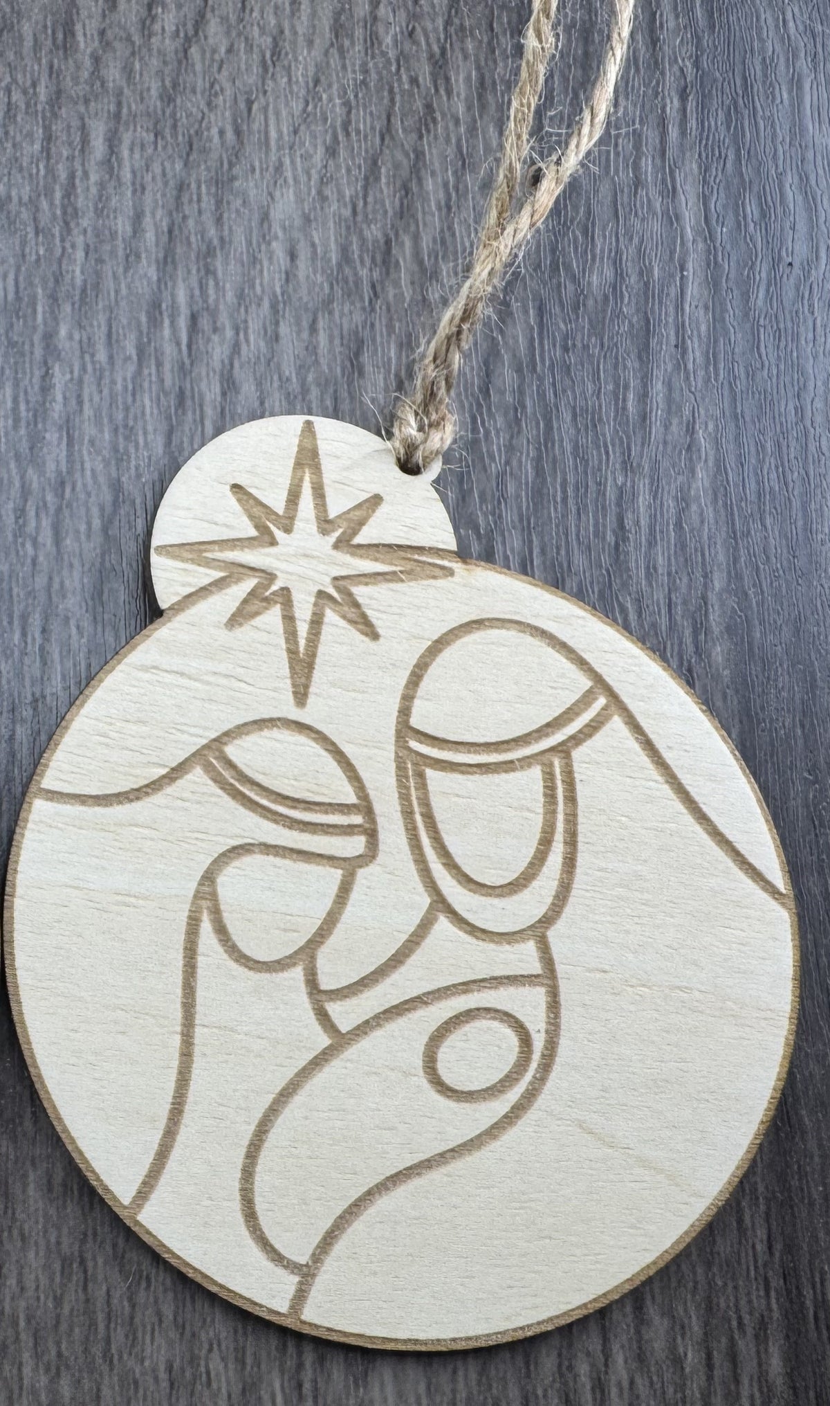 Handmade Nativity Wooden Ornaments – Minimalist Holy Family Scene (2 Styles)