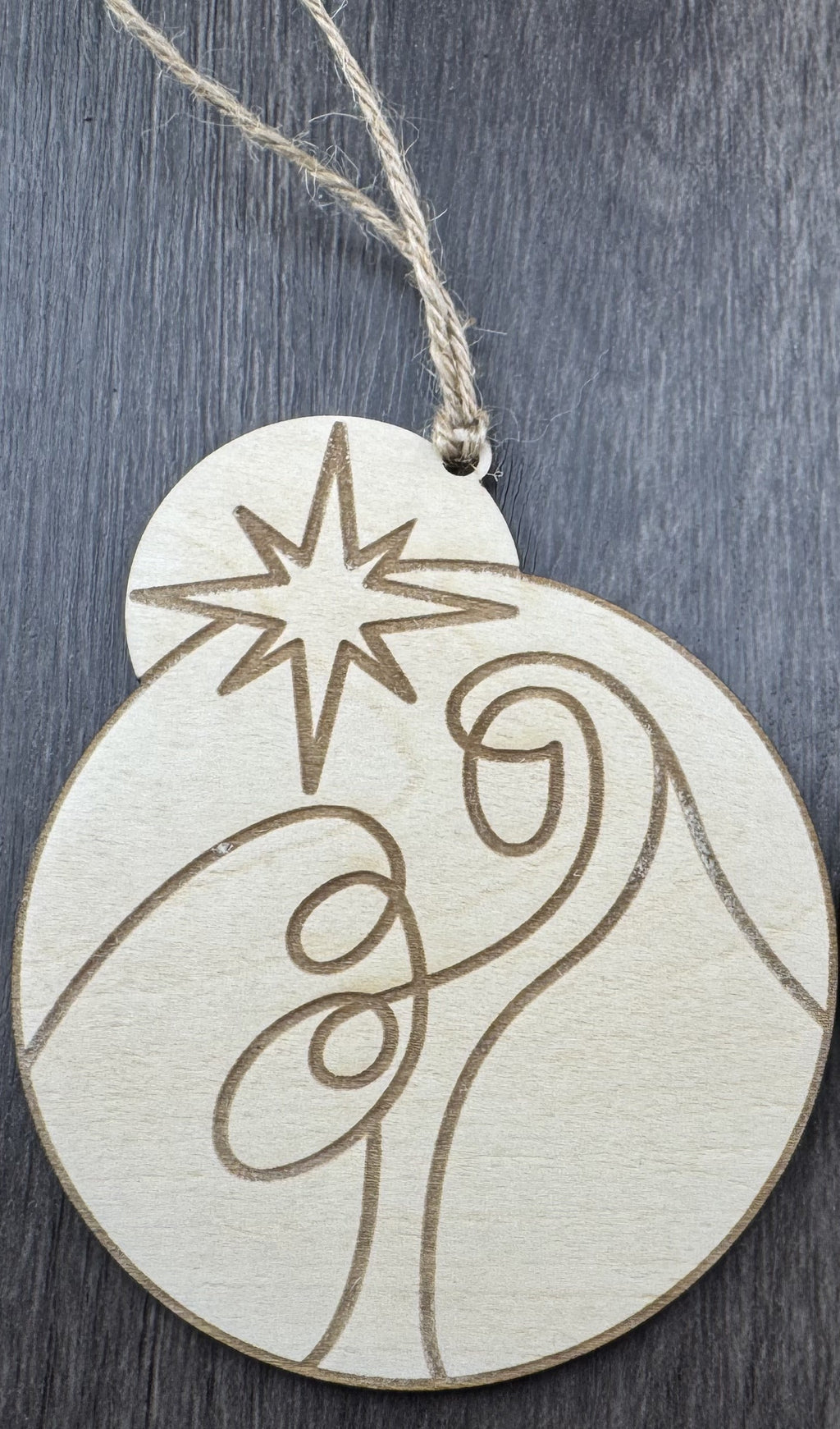 Handmade Nativity Wooden Ornaments – Minimalist Holy Family Scene (2 Styles)