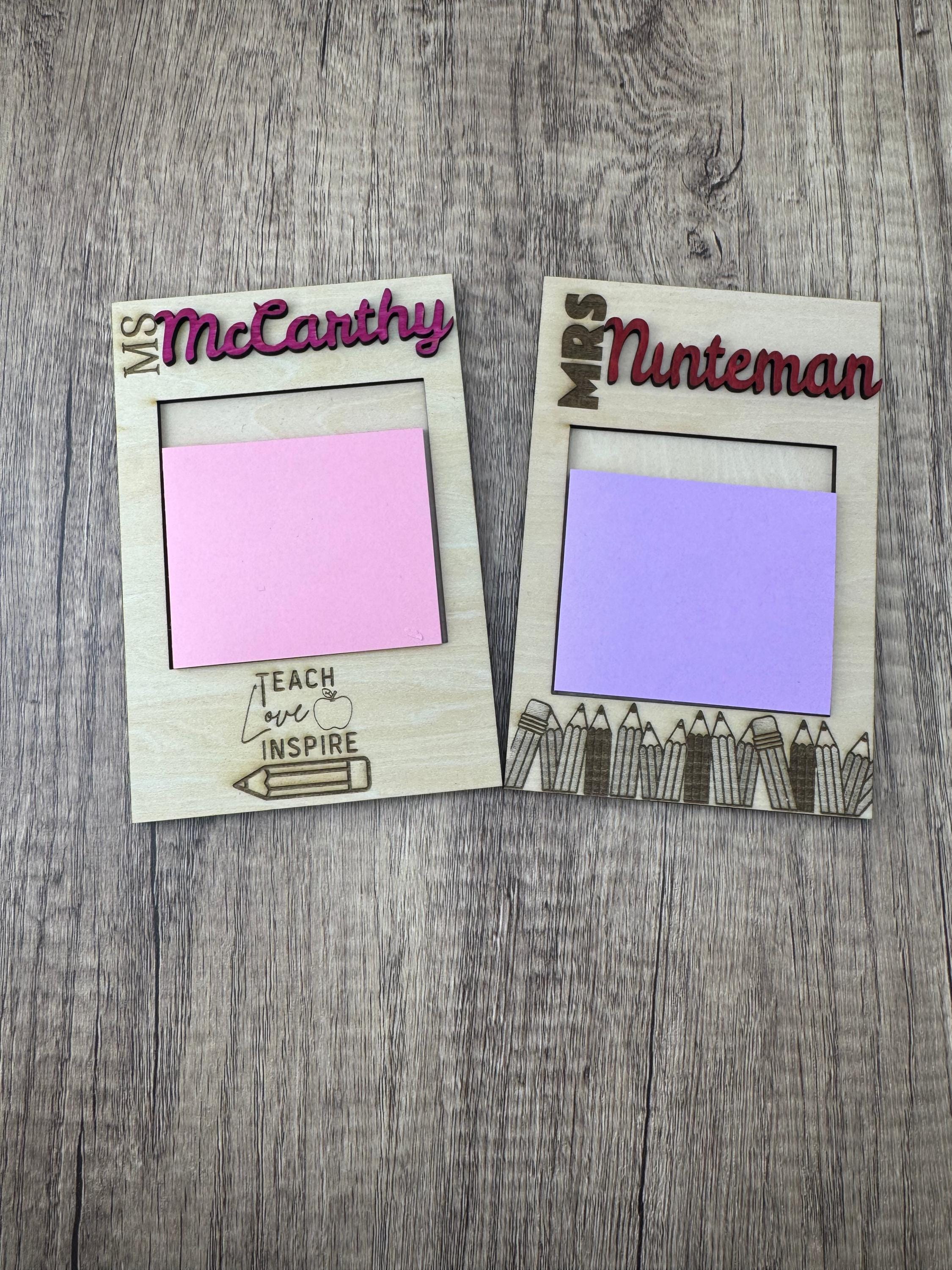 Personalized Post it Note Holder Custom Teacher Gift  Desk Organizer