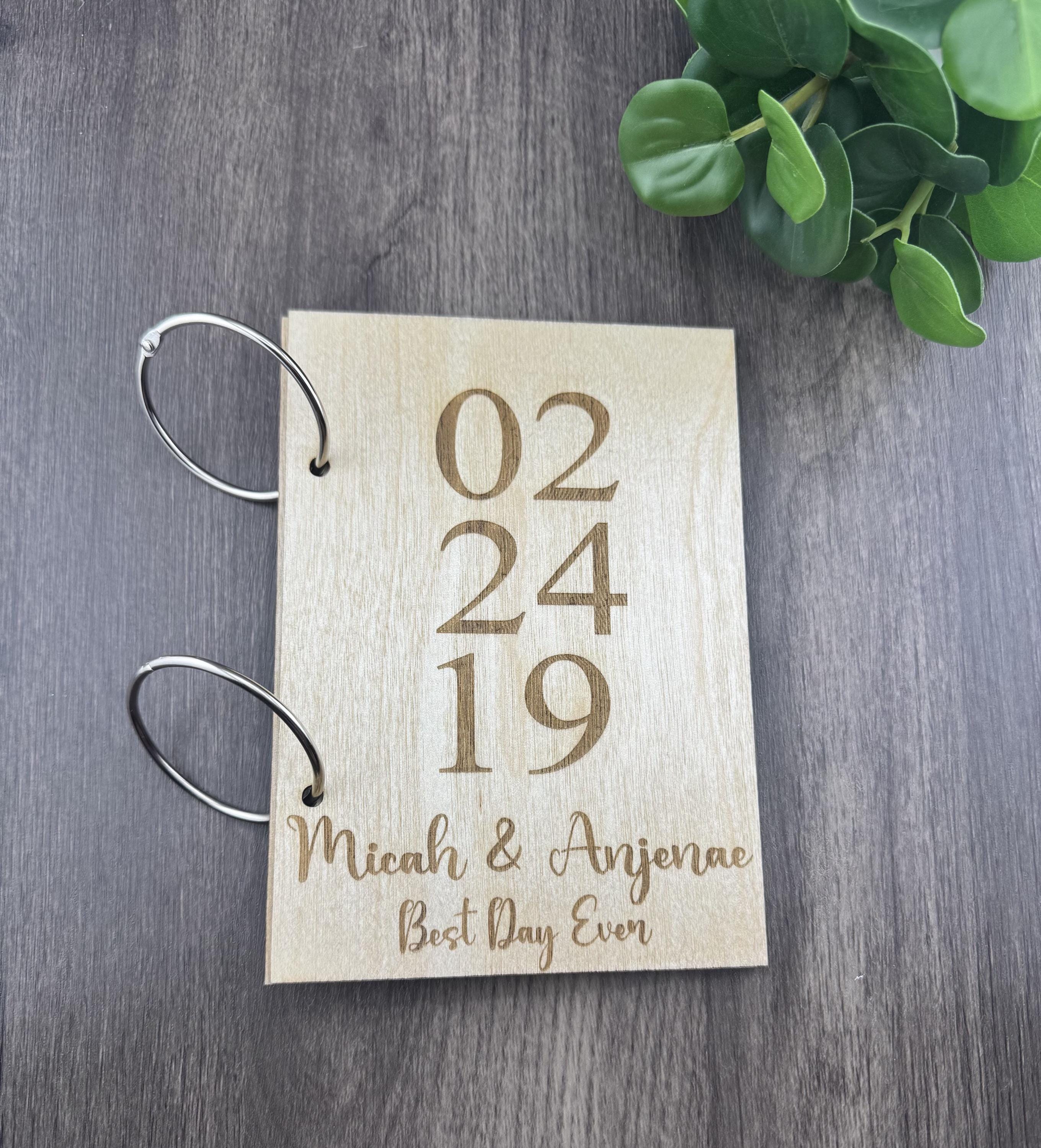 Personalized Wooden Wedding Card Holder Book, 5x7 Keepsake Organizer
