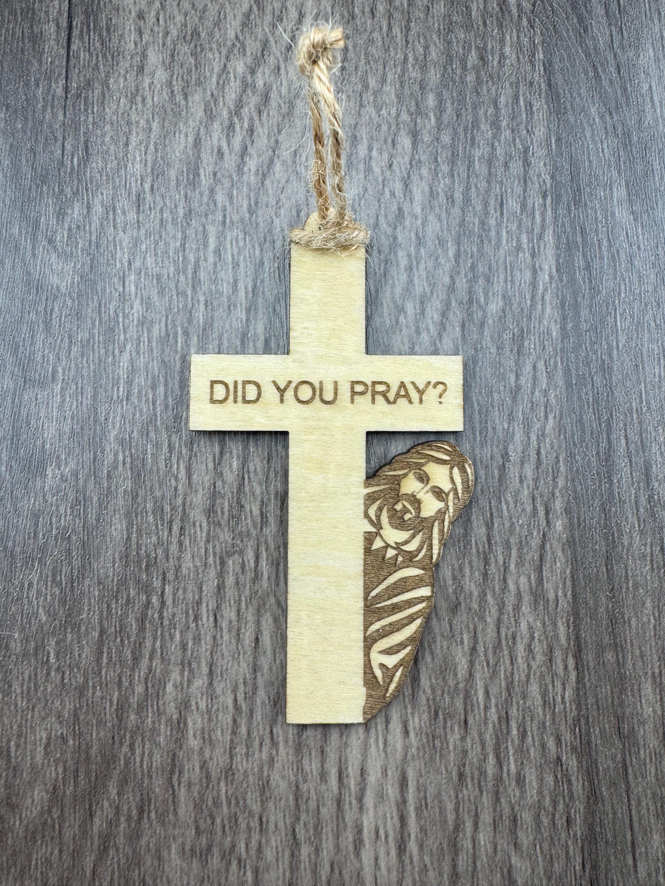 Wooden Jesus Cross Ornament – Faith Messages, Christian Décor (Laser Cut)
