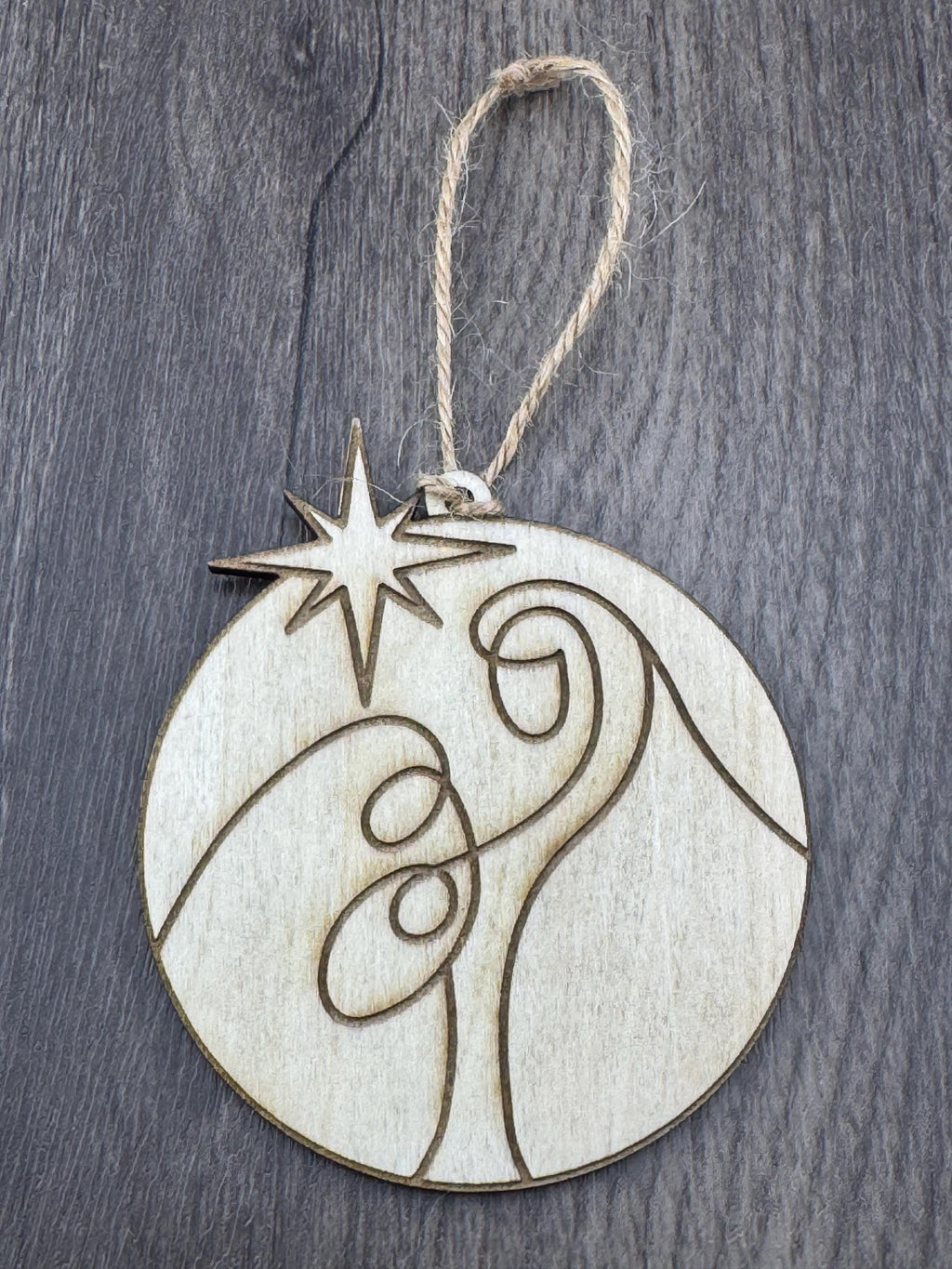 Handmade Nativity Wooden Ornaments – Minimalist Holy Family Scene (2 Styles)