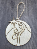 Handmade Nativity Wooden Ornaments – Minimalist Holy Family Scene (2 Styles)