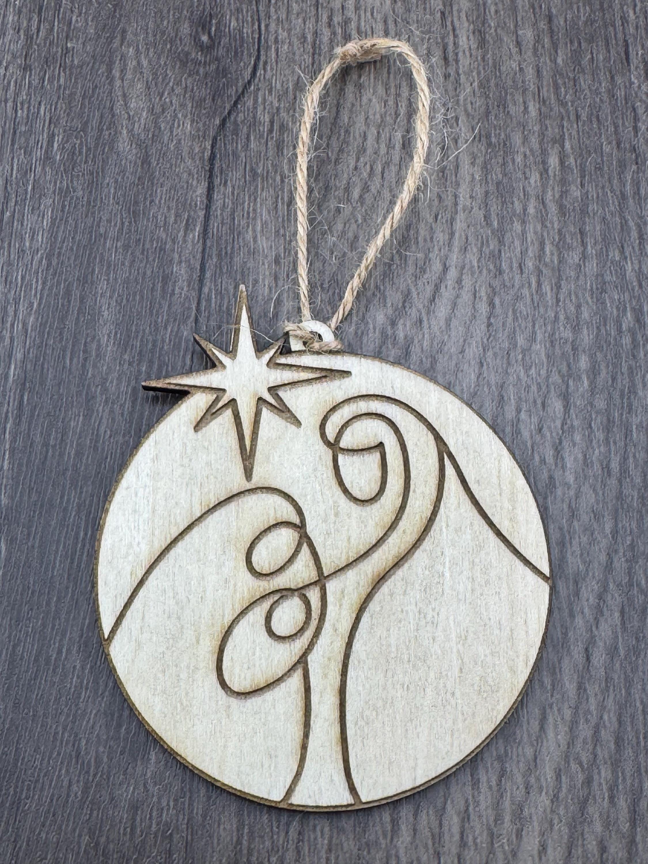 Handmade Nativity Wooden Ornaments – Minimalist Holy Family Scene (2 Styles)