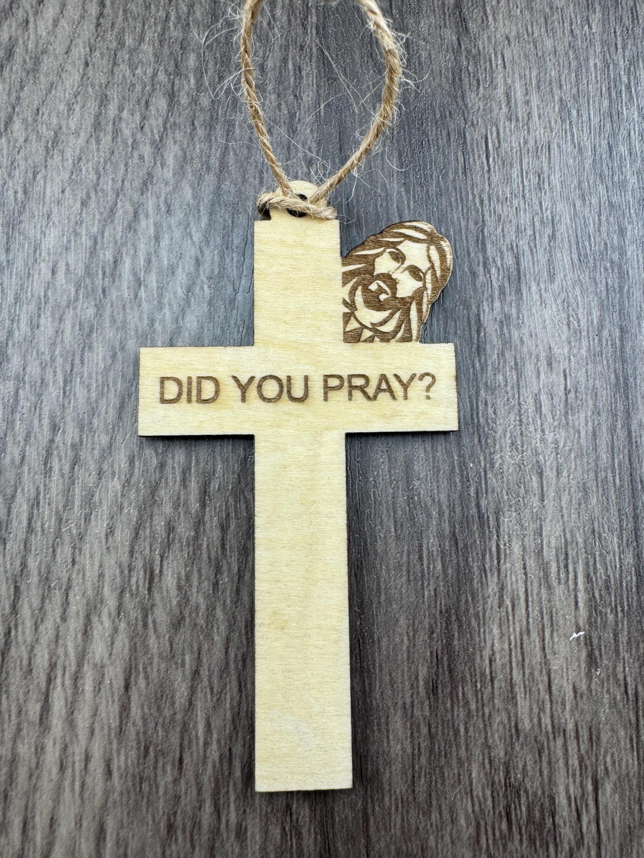 Wooden Jesus Cross Ornament – Faith Messages, Christian Décor (Laser Cut)