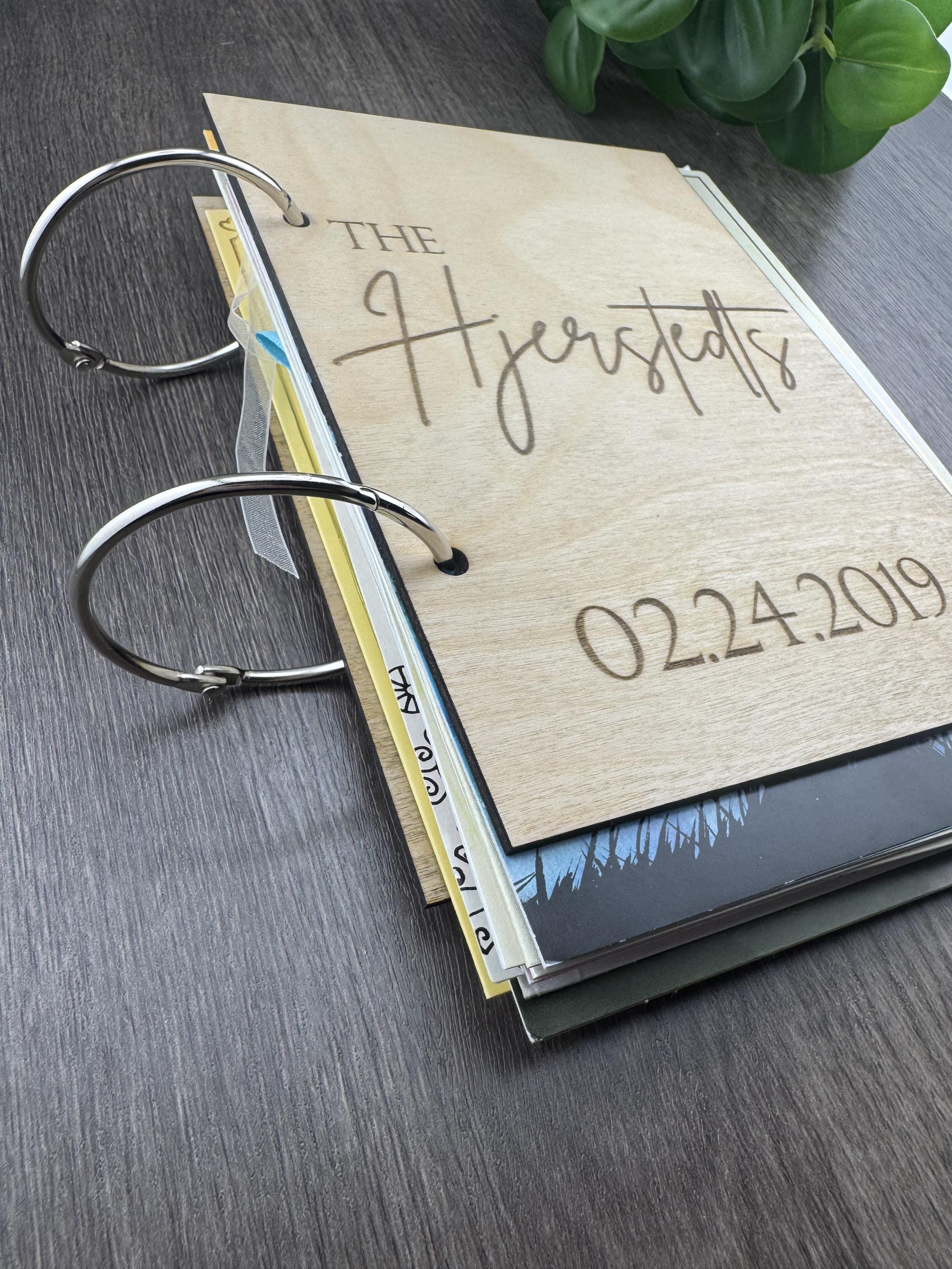 Personalized Wooden Wedding Card Holder Book, 5x7 Keepsake Organizer