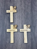Wooden Cross Magnet | Jesus Peeking, Christian Sayings (3"x2")
