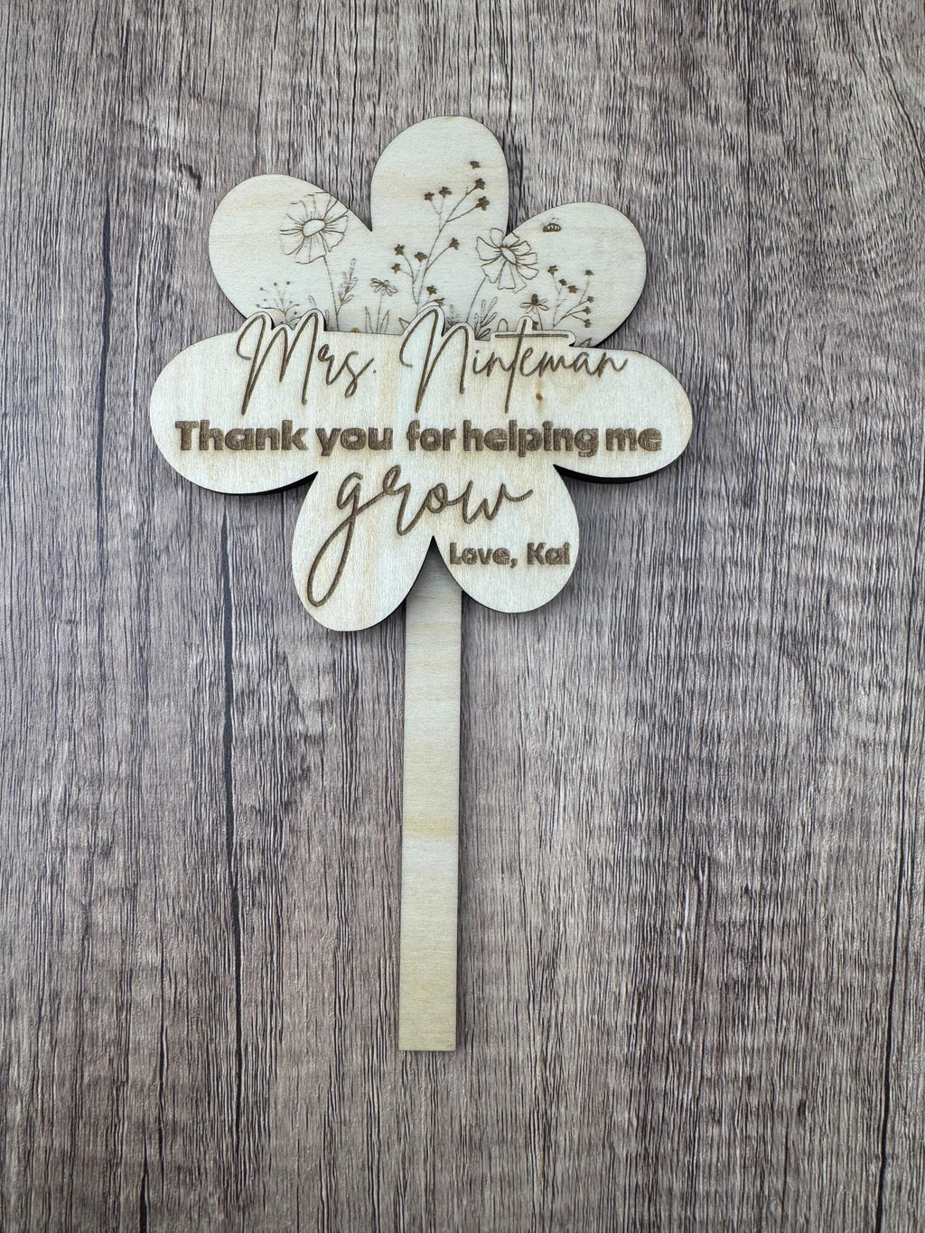 Personalized Wooden Flower Gift Card Holder - Teacher Appreciation Gift