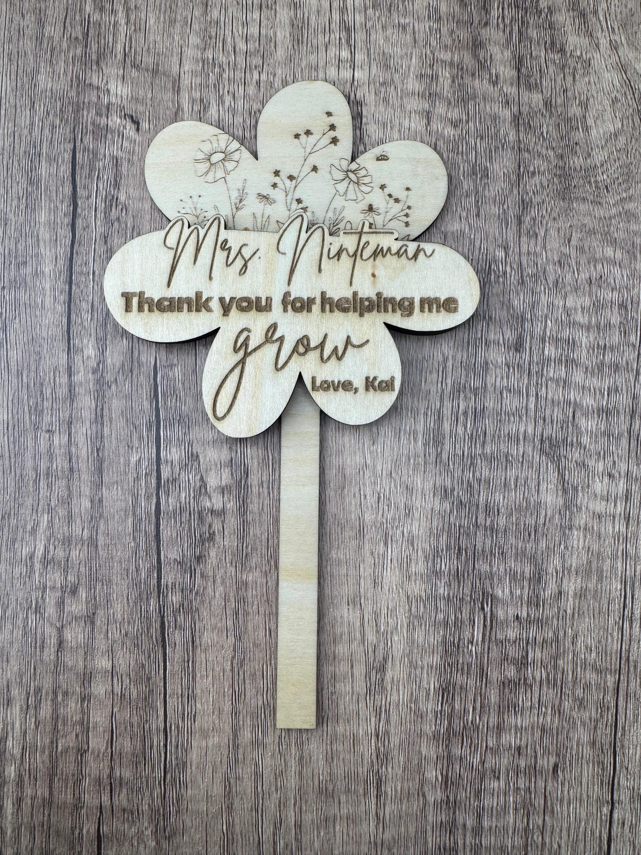 Personalized Wooden Flower Gift Card Holder - Teacher Appreciation Gift