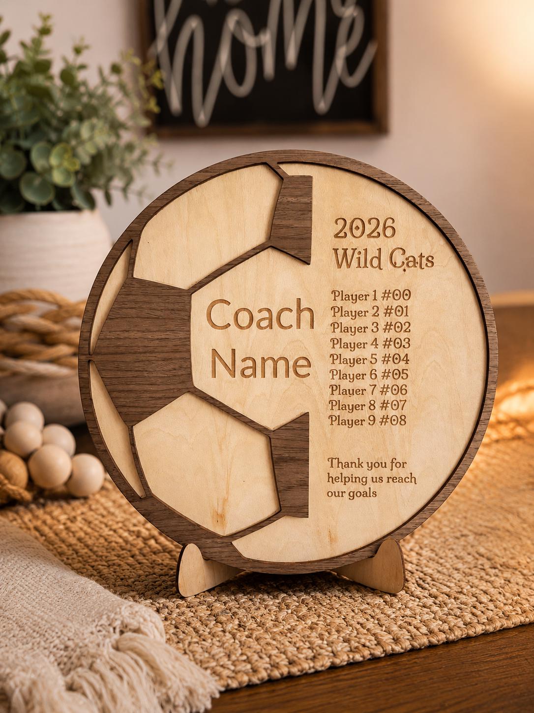 Personalized Soccer Team Plaque | Custom Coach Gift, Player Roster Keepsake
