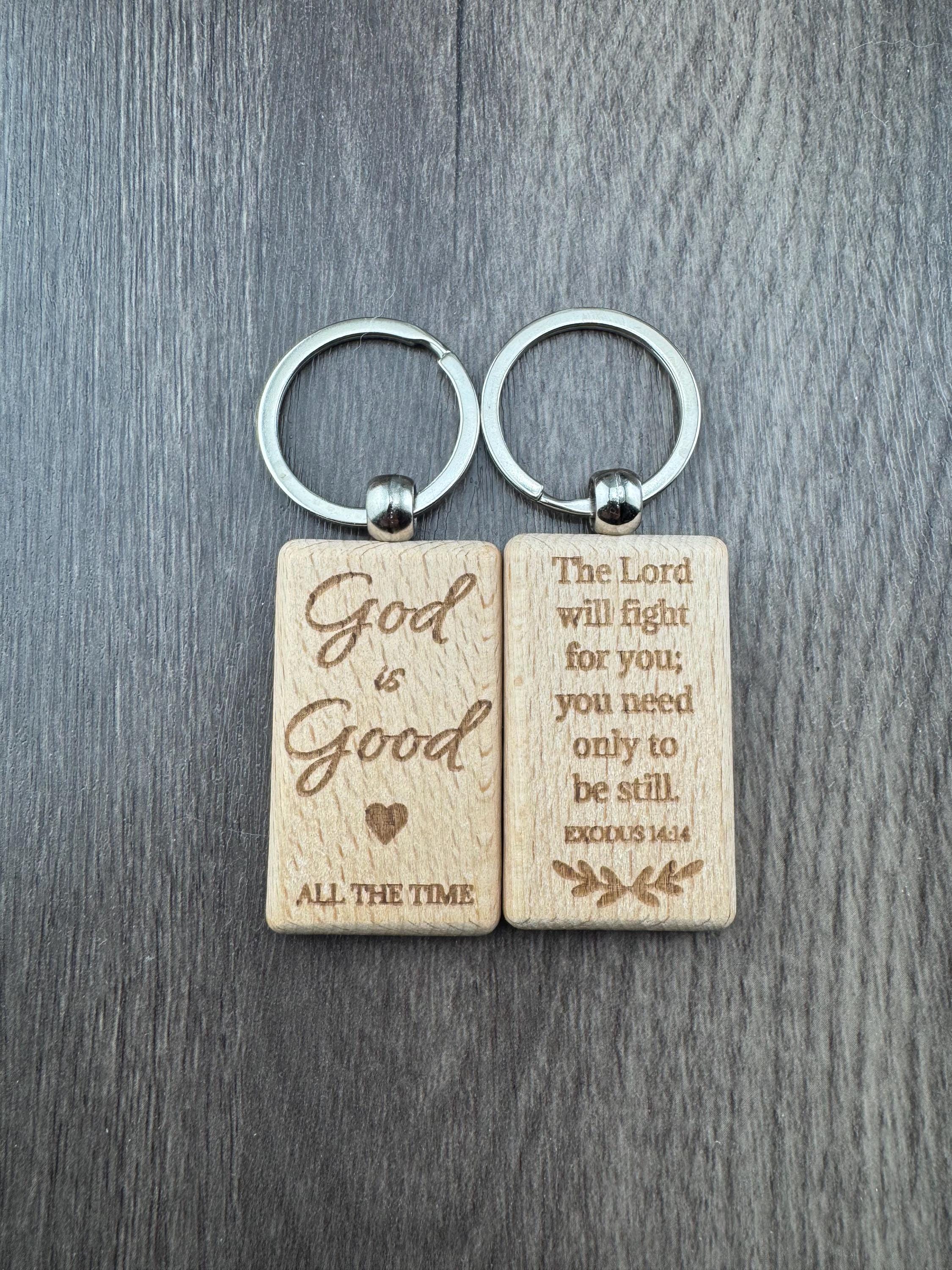 Christian Wooden Keychain, Engraved Bible Verse Keychain, Faith Gift, Christian Gift for Men Women, Inspirational Scripture Keychain