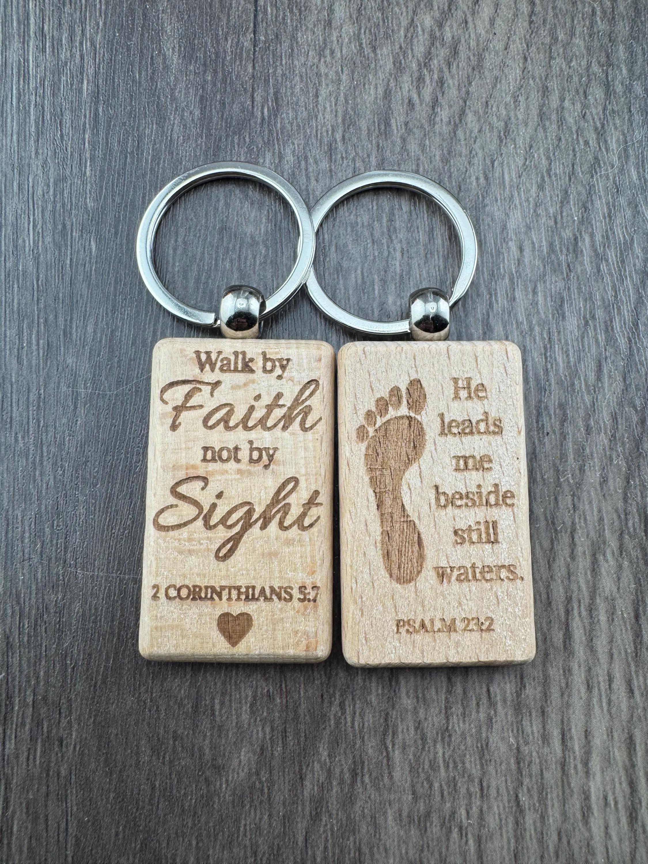 Christian Wooden Keychain, Engraved Bible Verse Keychain, Faith Gift, Christian Gift for Men Women, Inspirational Scripture Keychain