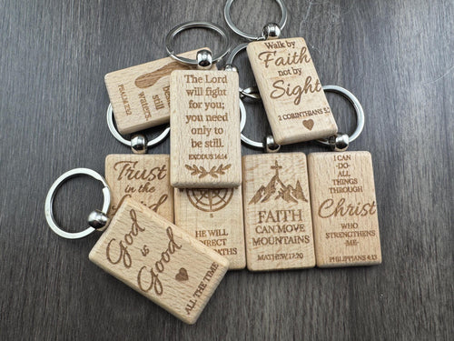 Christian Wooden Keychain, Engraved Bible Verse Keychain, Faith Gift, Christian Gift for Men Women, Inspirational Scripture Keychain
