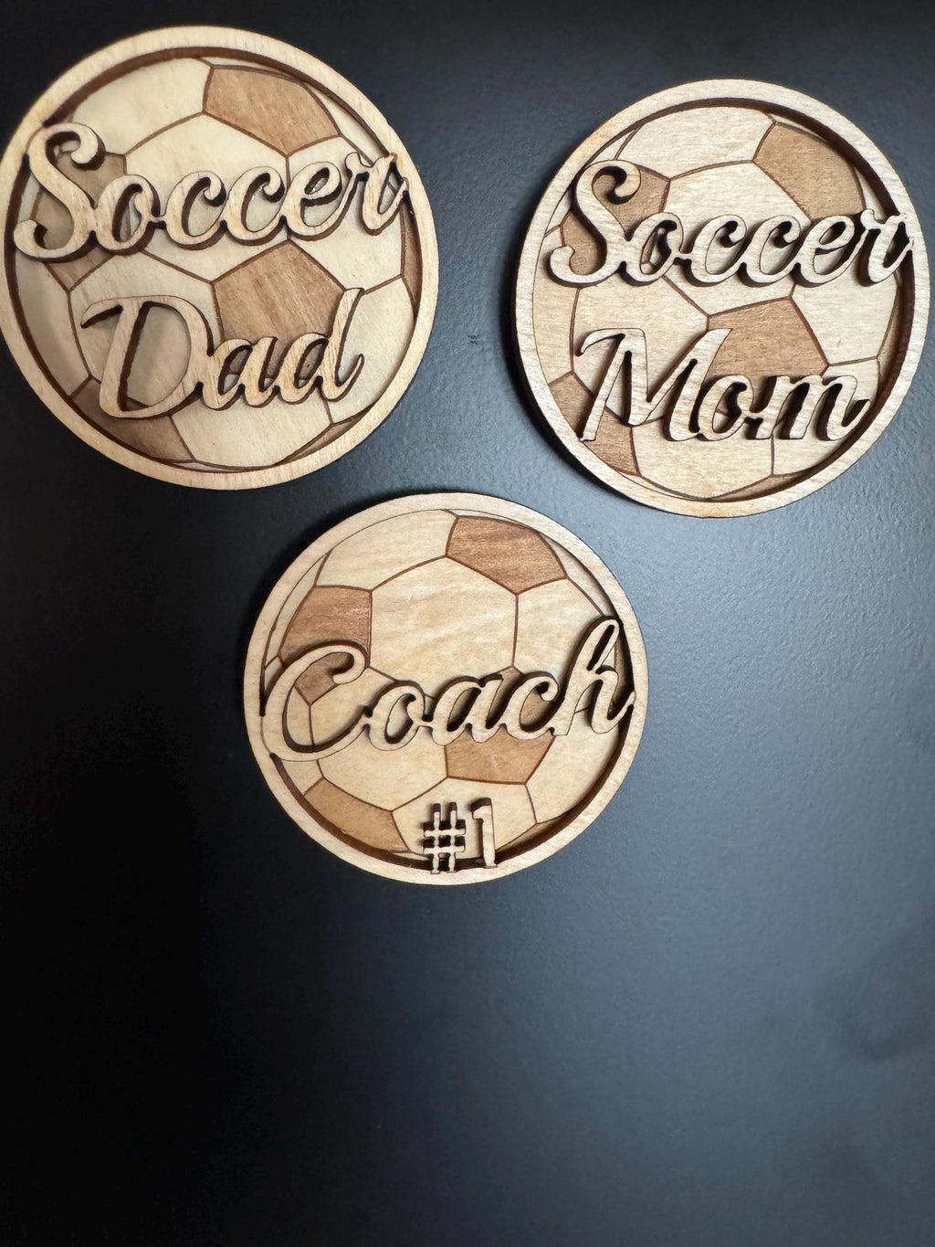 Personalized Wooden Soccer Magnet | Soccer Dad, Soccer Mom, #1 Coach