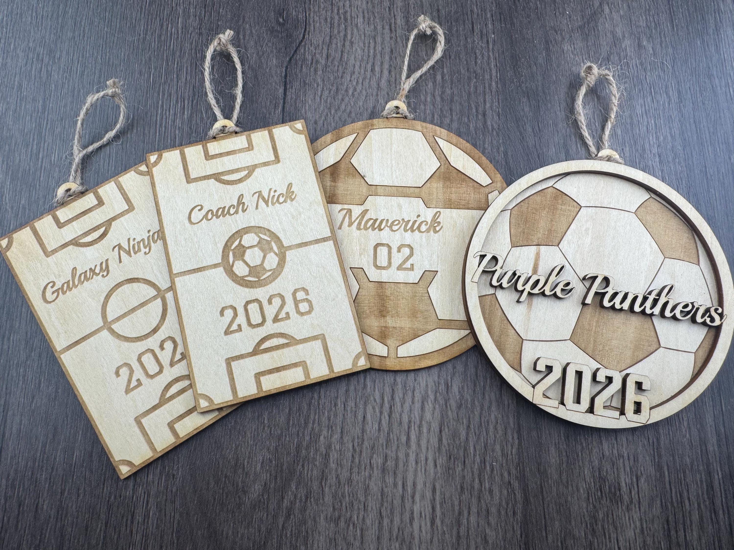 Personalized Soccer Ornament, Player & Coach Gift, Wooden Christmas Ornament, Team Gift 2026