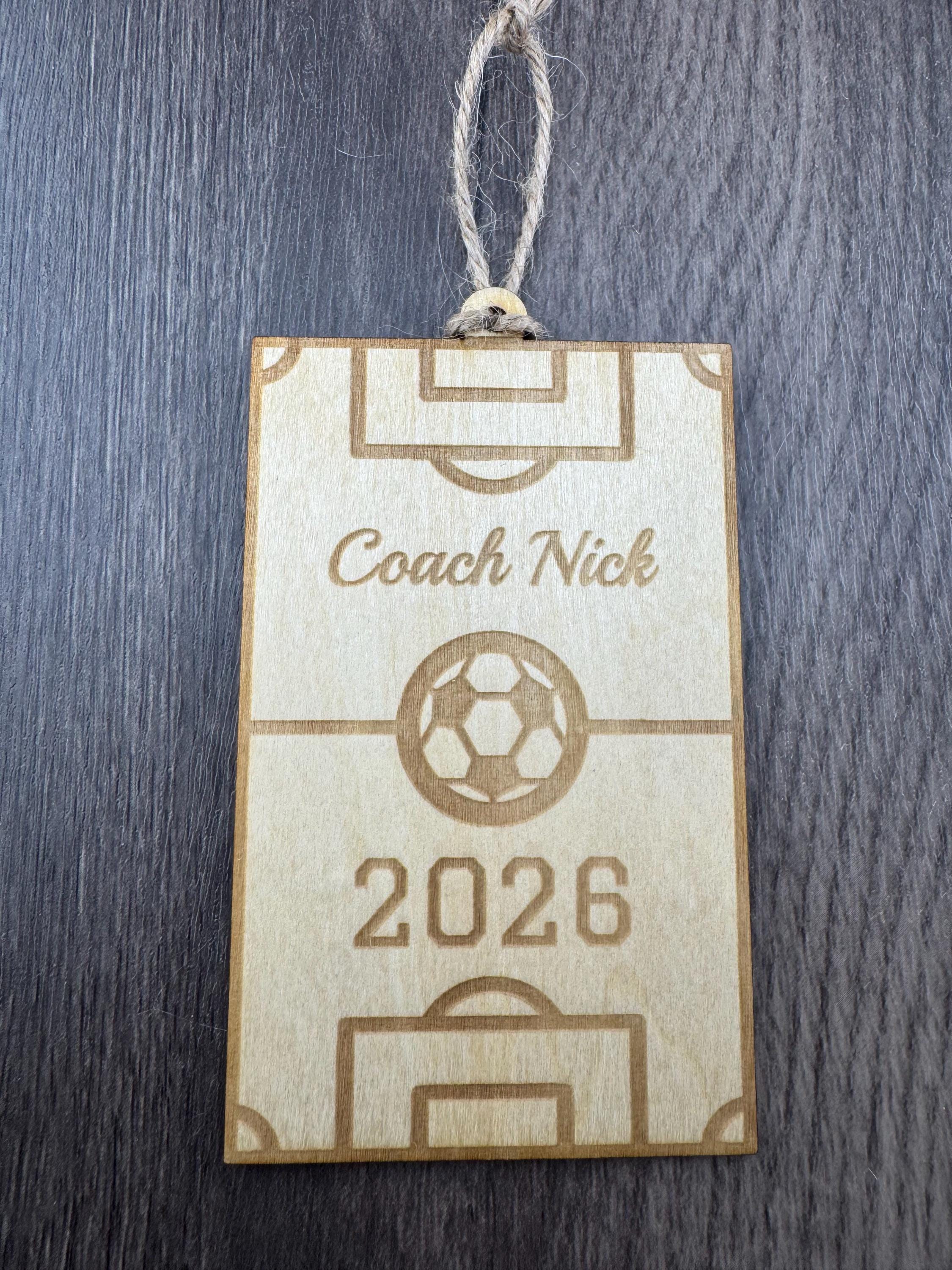 Personalized Soccer Ornament, Player & Coach Gift, Wooden Christmas Ornament, Team Gift 2026