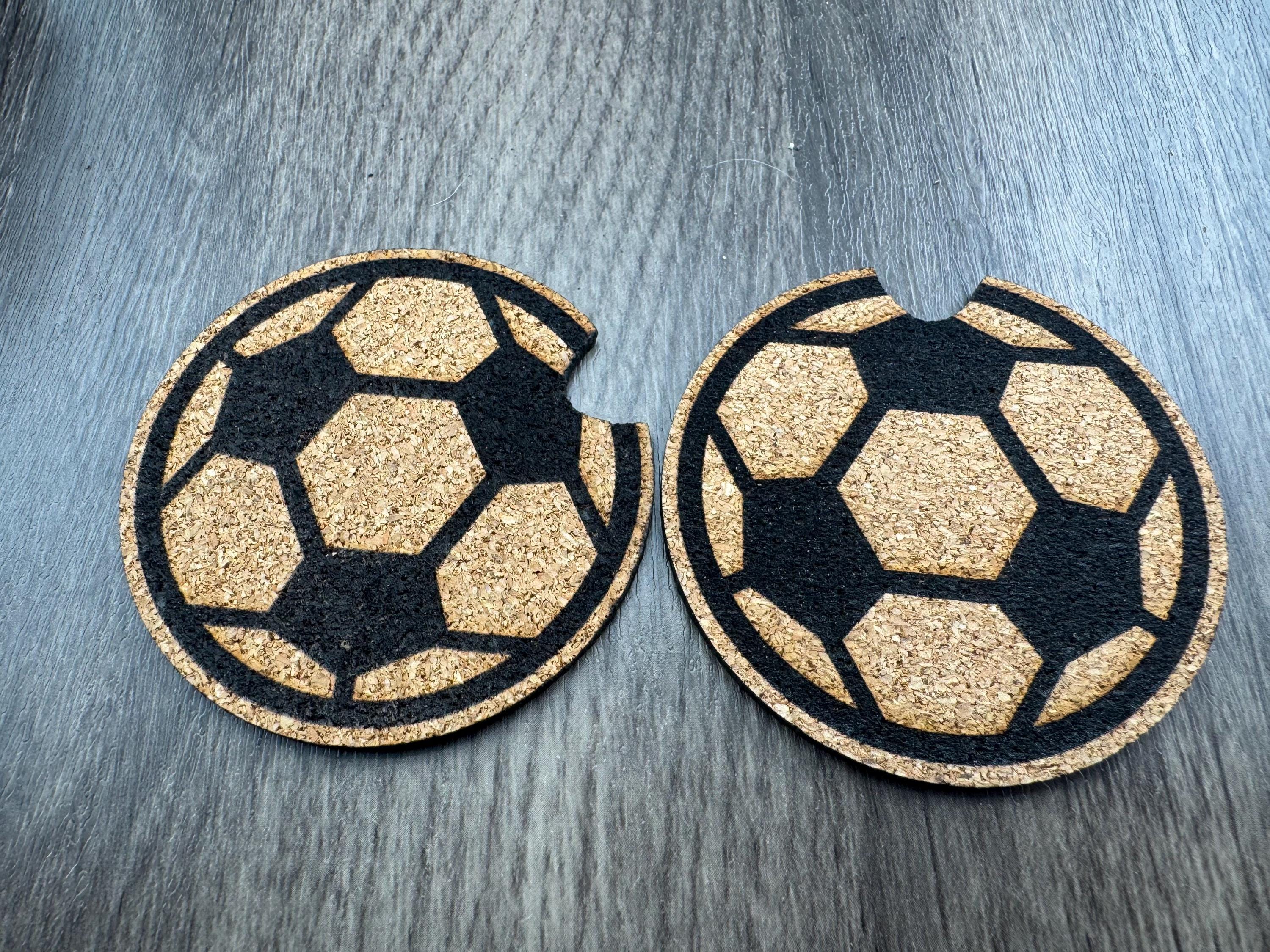 Engraved Cork Car Coasters | Waves, Soccer Mom, Sunflower, Leopard (Set of 2)