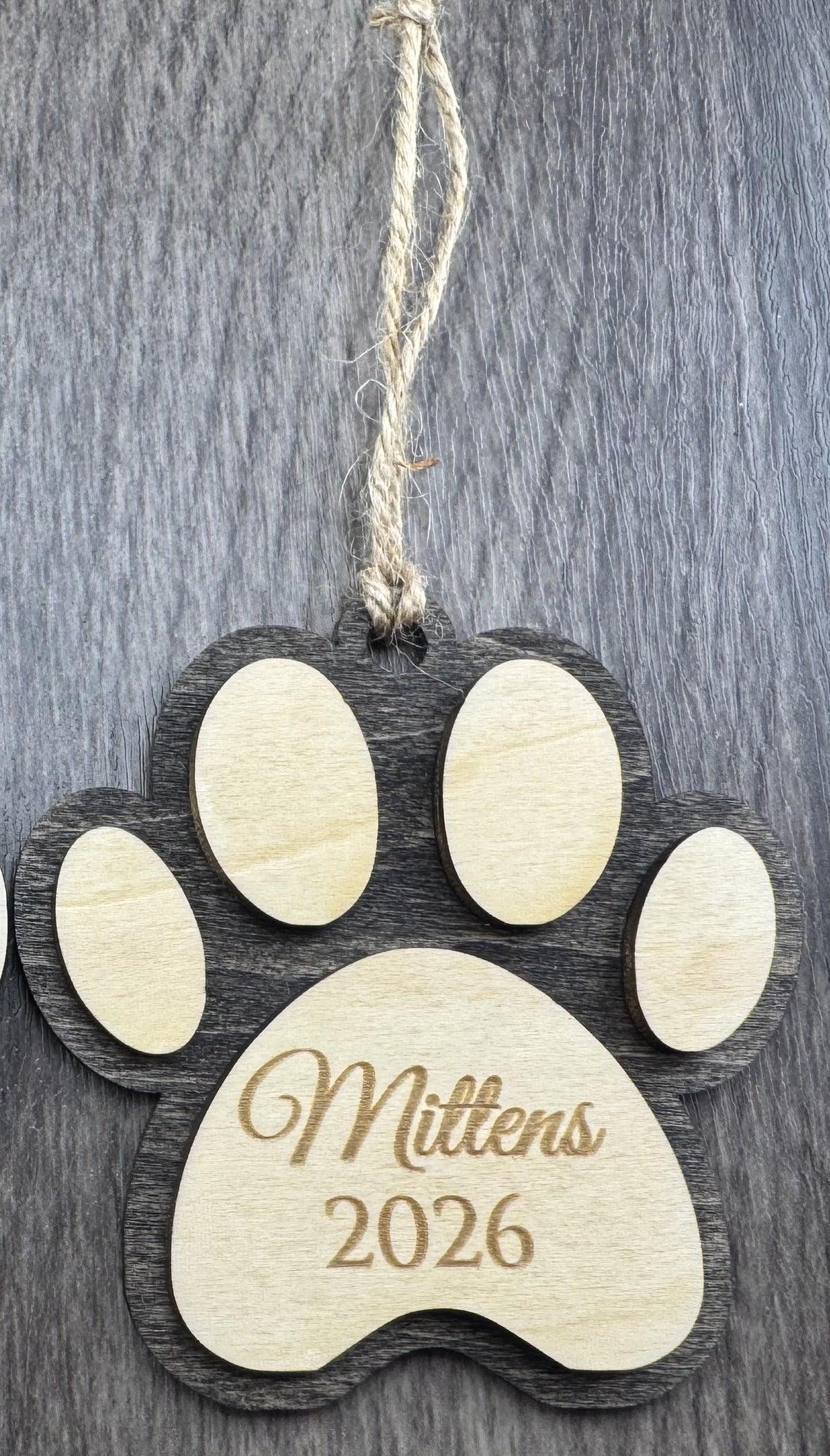 Personalized Pet Memorial Ornament, Custom Paw Print Wood Ornament, Pet Loss Gift