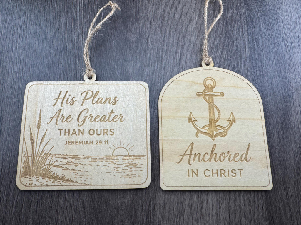 Handcrafted Wooden Christian Ornament, Coastal Faith Decor, Laser Engraved Scripture (3" Diameter)
