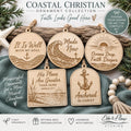 Handcrafted Wooden Christian Ornament, Coastal Faith Decor, Laser Engraved Scripture (3" Diameter)