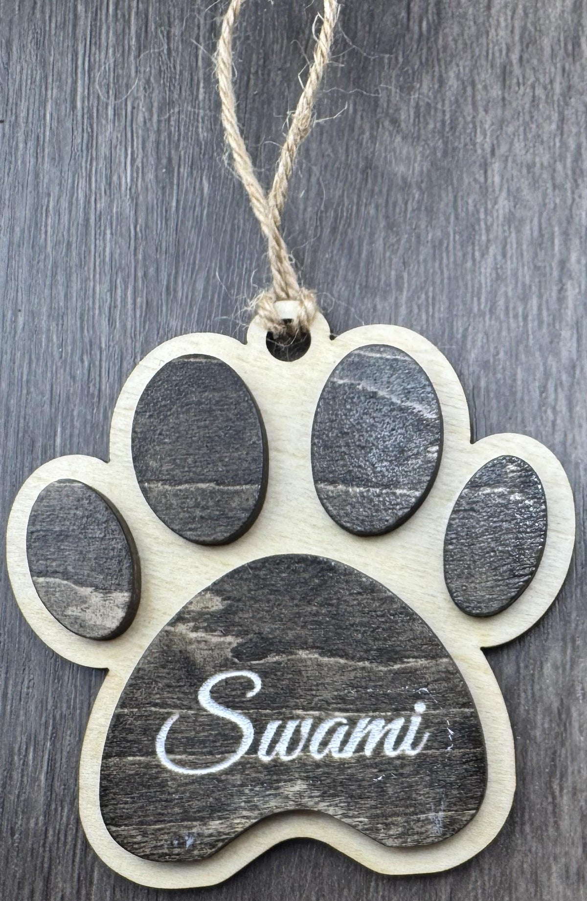 Personalized Pet Memorial Ornament, Custom Paw Print Wood Ornament, Pet Loss Gift